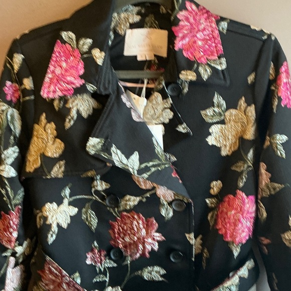 Gal Meets Glam Floral Long Sleeve Coat - Black, Pink, Gold - Picture 3 of 9